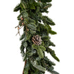 Close-up of pine needles, pinecones and twigs on the garland
