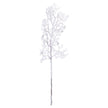 Single artificial snowy branch on white