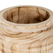 Close-up of the thick rim and wood-grain interior