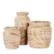 Artisan wooden vase shown with two other shapes sold separately