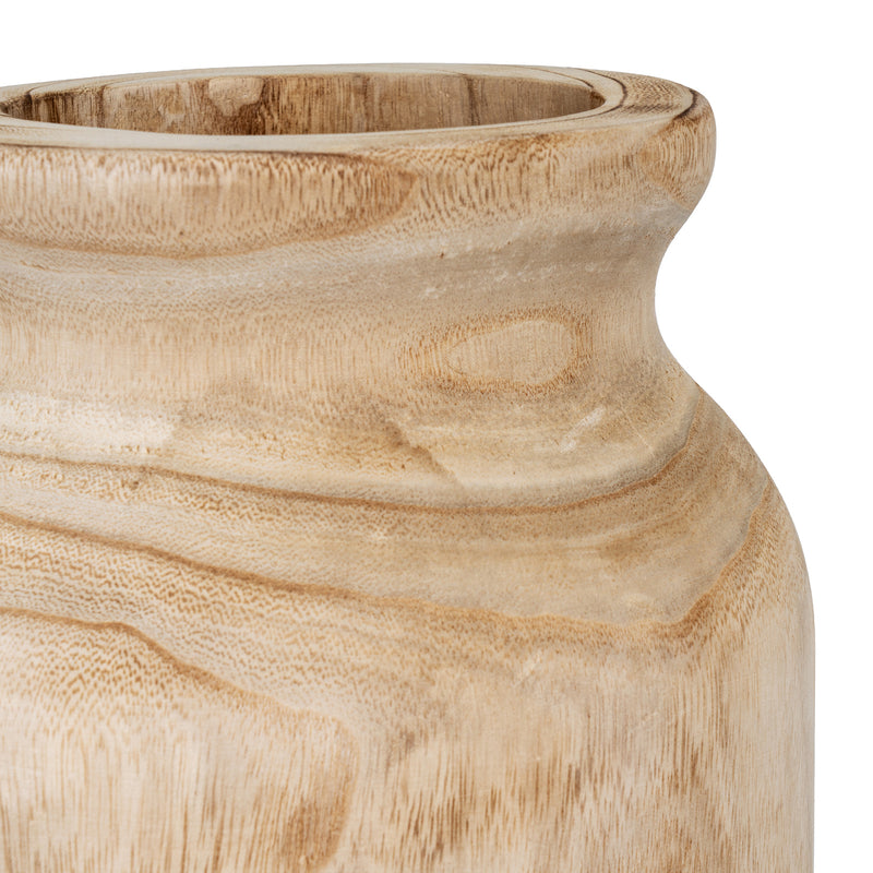 Close-up of the swirling wood grain on the Artisan vase