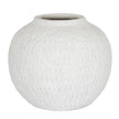 Ashen large round matte white ceramic vase, front view