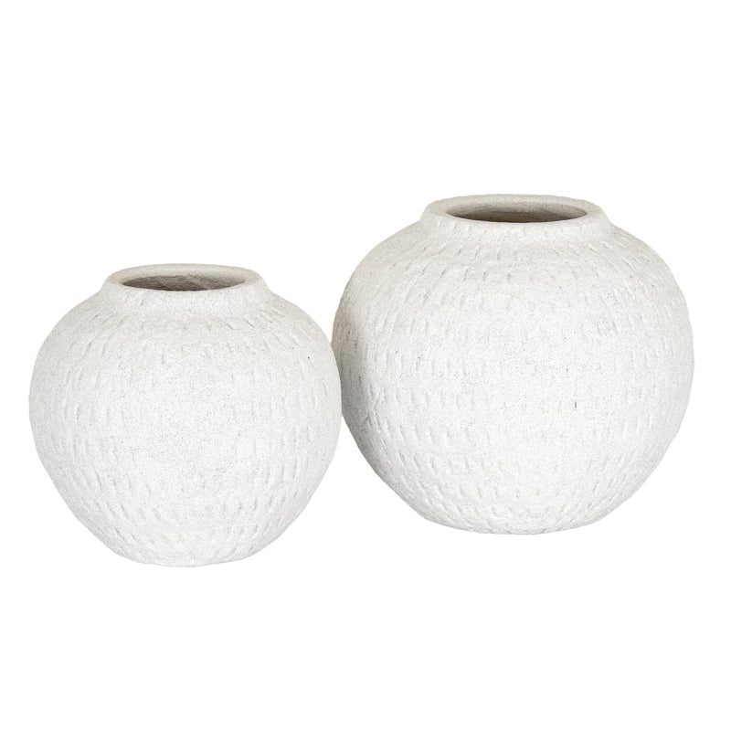 Ashen large round vase shown with a smaller size, sold separately