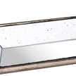 Close-up of the distressed mirror and wooden edge