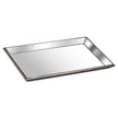 Astor Large Distressed Mirrored Tray with Wood Trim – 80cm, large mirrored tray on a white background