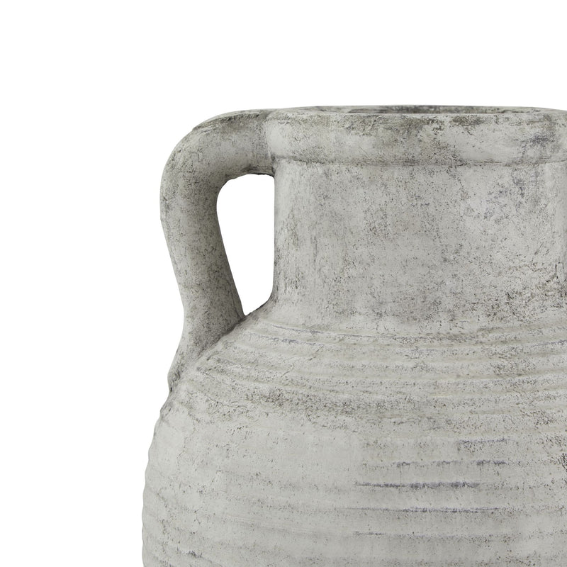Close-up of the amphora handle and weathered finish