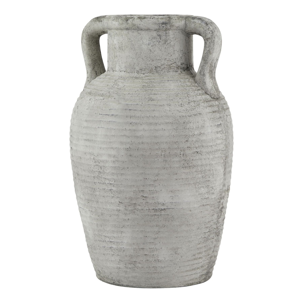 Athena large whitewashed stone-effect amphora pot, front view