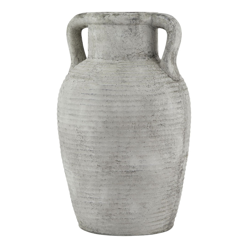 Athena large whitewashed stone-effect amphora pot, front view