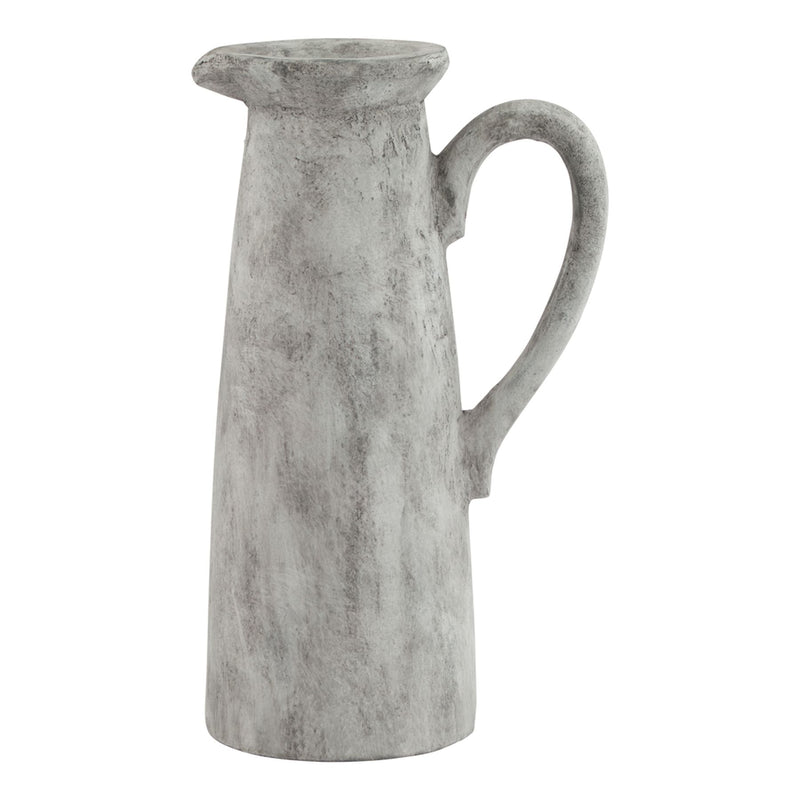 Athena tall stone white ceramic jug, front view