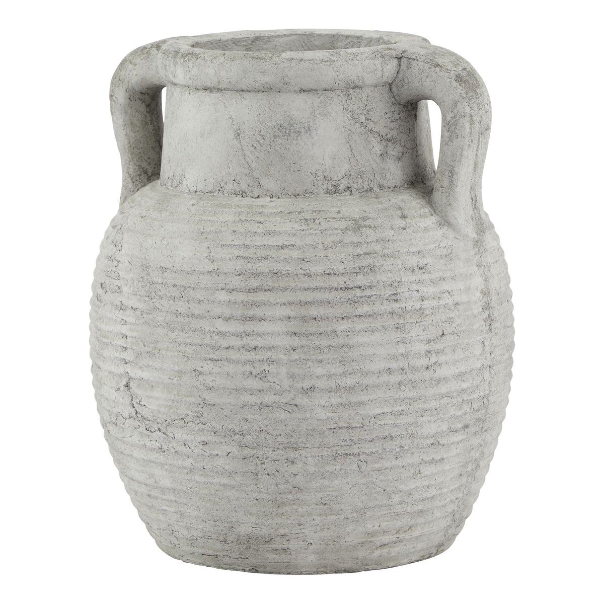 Athena whitewashed stone-effect amphora pot, front view