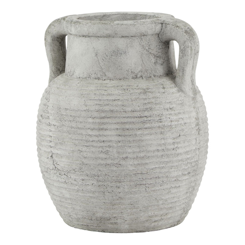 Athena whitewashed stone-effect amphora pot, front view