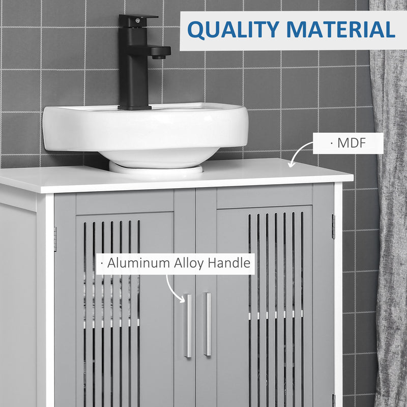 Grey slatted under sink cabinet – image 6