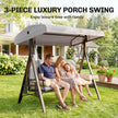 Outsunny 3 Seater Canopy Swing Chair, Outdoor Garden Swing Seat with Adjustable Canopy, Cushions and Cup Trays, Steel – view 7