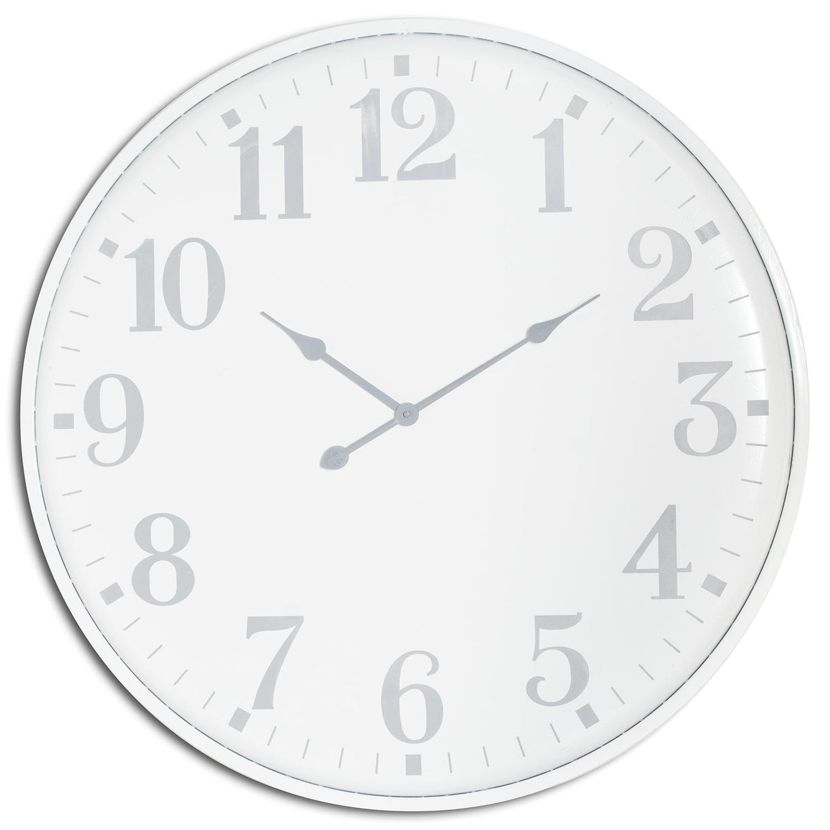 Aubrey large white metal wall clock with grey numerals