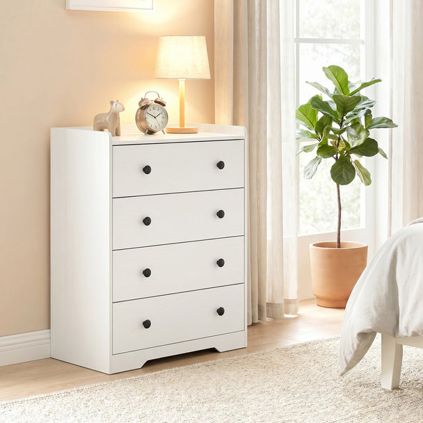 HOMCOM 4 Drawer Chest of Drawers, Modern Dresser for Bedroom, Storage Cabinet for Living Room Entryway, White Wood – view 2
