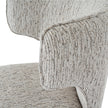 Close-up of the curved back and textured grey fabric
