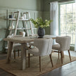 Avia mist grey chairs at a wooden dining table