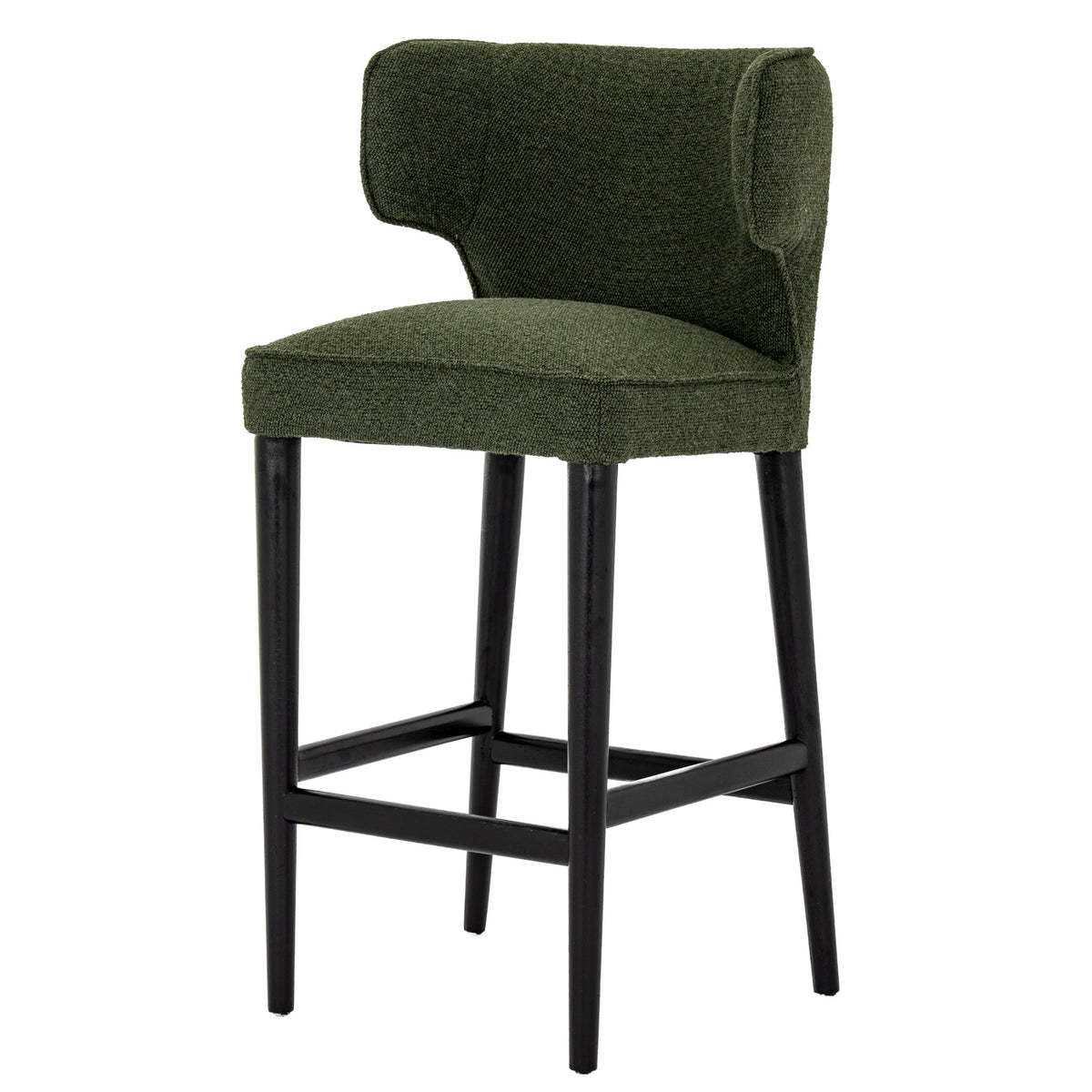 Avia moss green bar stool, front three-quarter view
