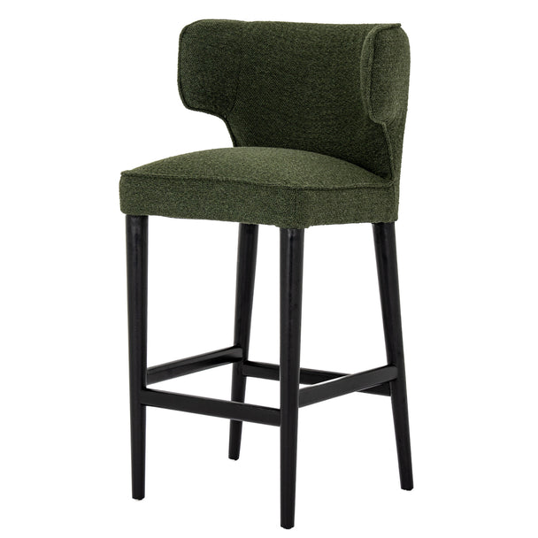 Avia moss green bar stool, front three-quarter view