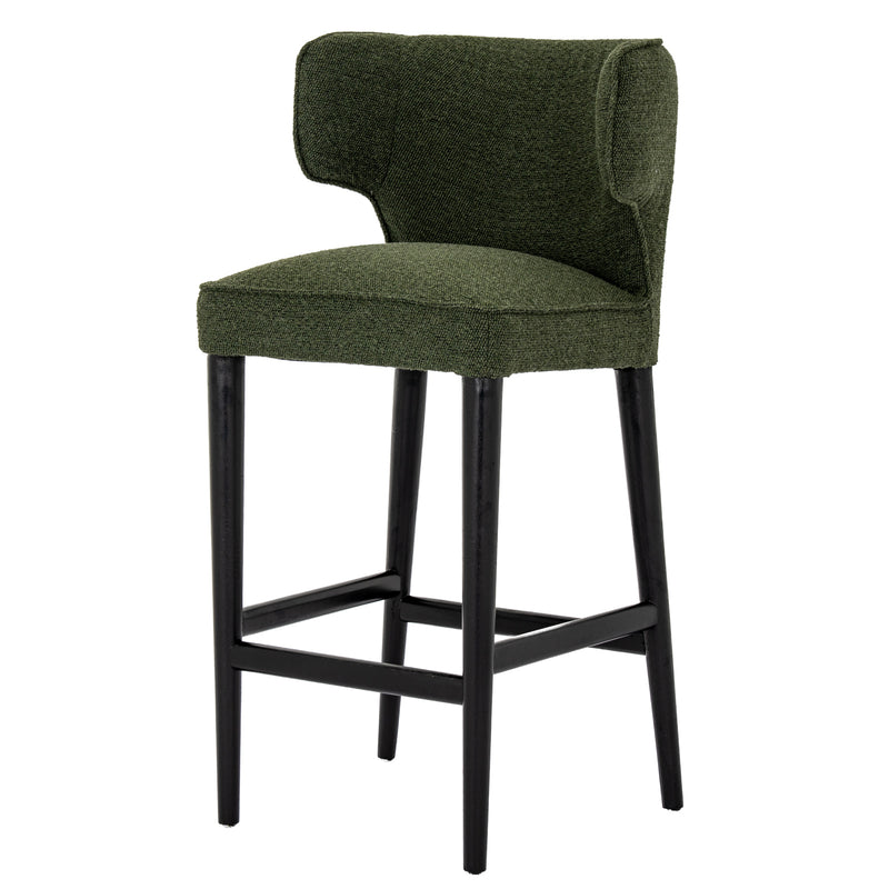 Avia moss green bar stool, front three-quarter view