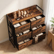 HOMCOM Rustic Chest of Six Fabric Drawers - Rustic Brown – view 8
