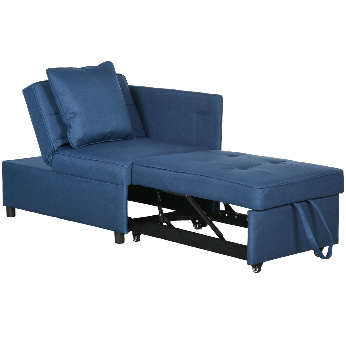 3-in-1 Single Chair Bed with 5-Position Back – Blue