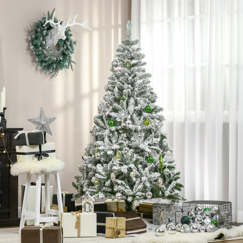 6ft snow-flocked pine Christmas tree – image 8