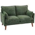 2 Seater Sofa, Loveseat Sofa with Spring Cushions, Wide and Deep Seat, Wood Legs, Green