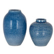 Azura medium vase shown beside a taller blue vase, sold separately