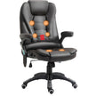 Brown faux leather high-back executive chair with six massage points, padded armrests and swivel wheels