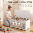 HOMCOM 127L Home Storage Box, with Safety Hinges - White Wood-Effect – view 4