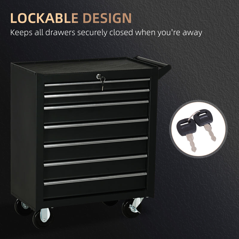 7-Drawer Lockable Rolling Tool Cabinet – Matte Black – image 7 of 9