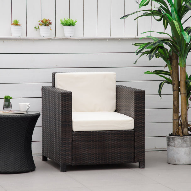 Brown rattan garden armchair – image 2