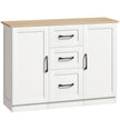 HOMCOM Sideboard Storage Cabinet, Modern 110 cm Buffet Storage Cabinet with 3 Drawers and 2 Soft Close Doors, White
