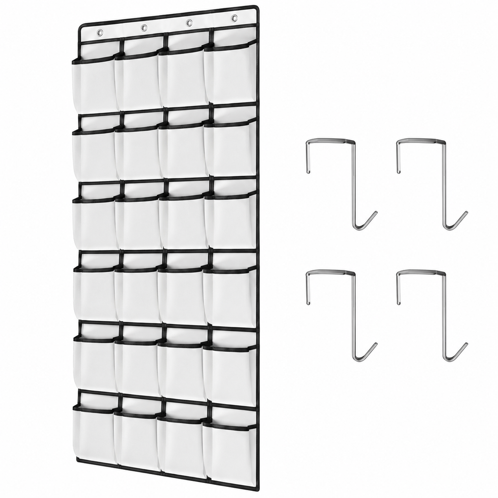 Over Door 24-Pocket Storage Organiser for Shoes, Accessories & Everyday Essentials