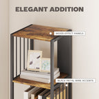 5-Tier Bookshelf with Steel Frame - Rustic Brown