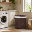 Two-compartment bamboo laundry basket – image 9