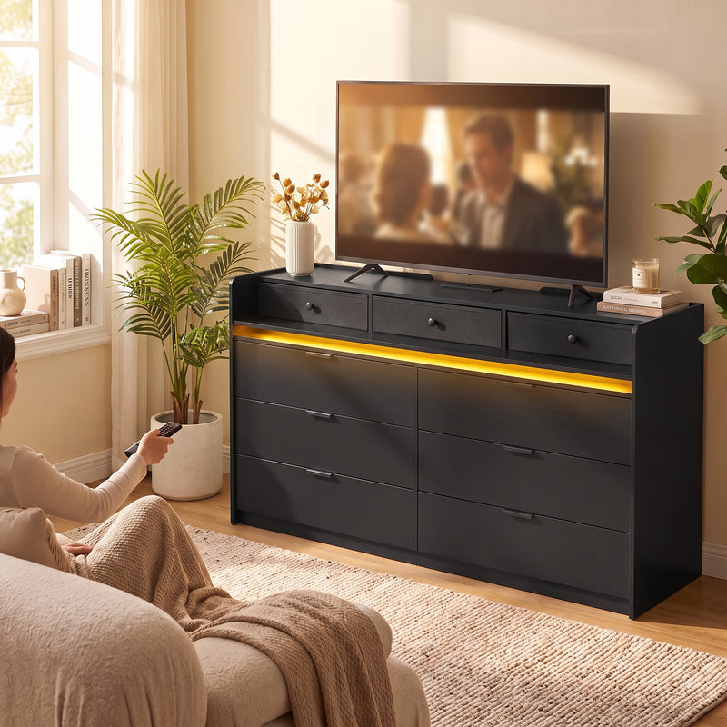 Black 9-drawer LED chest – image 8