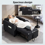 3-in-1 Single Sofa Bed, Convertible Sleeper Chair Bed - Black
