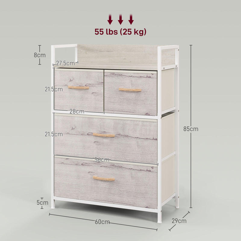 Black & natural 4-drawer fabric chest – image 3