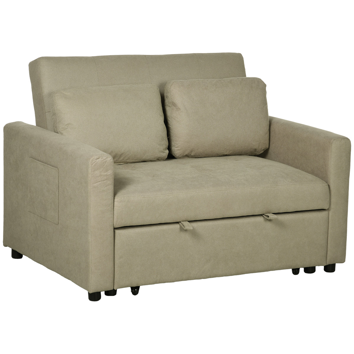 120 cm 2-Seater Sofa Bed with 3-Position Back – Light Brown
