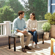 Outsunny 2 Seater Garden Bench, Outdoor Bench Loveseat with Wood-Effect Slatted Seat and Steel Frame for Patio, Park – view 9