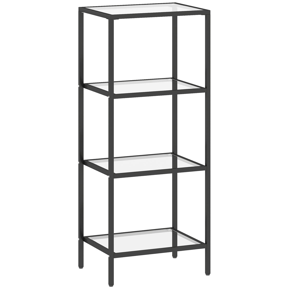 4-Tier Tempered Glass Shelving Unit – Black