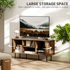 TV Stand Cabinet for TVs up to 55 Inches, TV Unit with Storage Shelves and Cupboard for Living Room, Rustic Brown