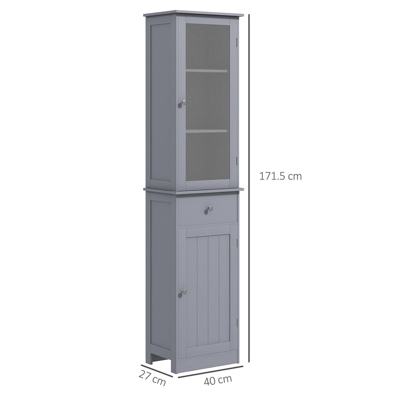 Tall slim grey bathroom cabinet – image 3