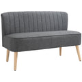 117cm Loveseat Sofa Upholstered Small 2 Seater Sofa with Thick Padded Seat and Rubber Wood Legs, Grey