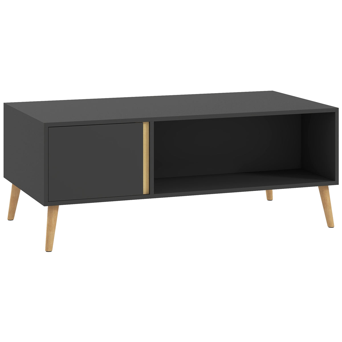 115 cm Coffee Table with 2 Cabinets & Open Storage – Grey