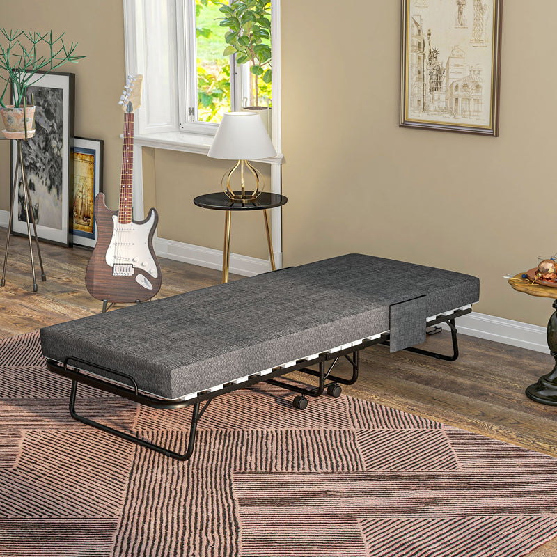 Dark grey single folding bed – image 2