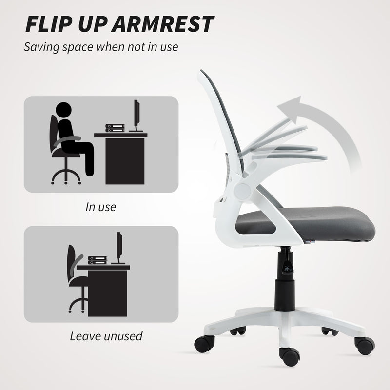 HOMCOM Breathable Mesh Office Chair, Ergonomic Swivel Computer Chair with Flip-up Armrests, Lumbar Back Support for – view 7