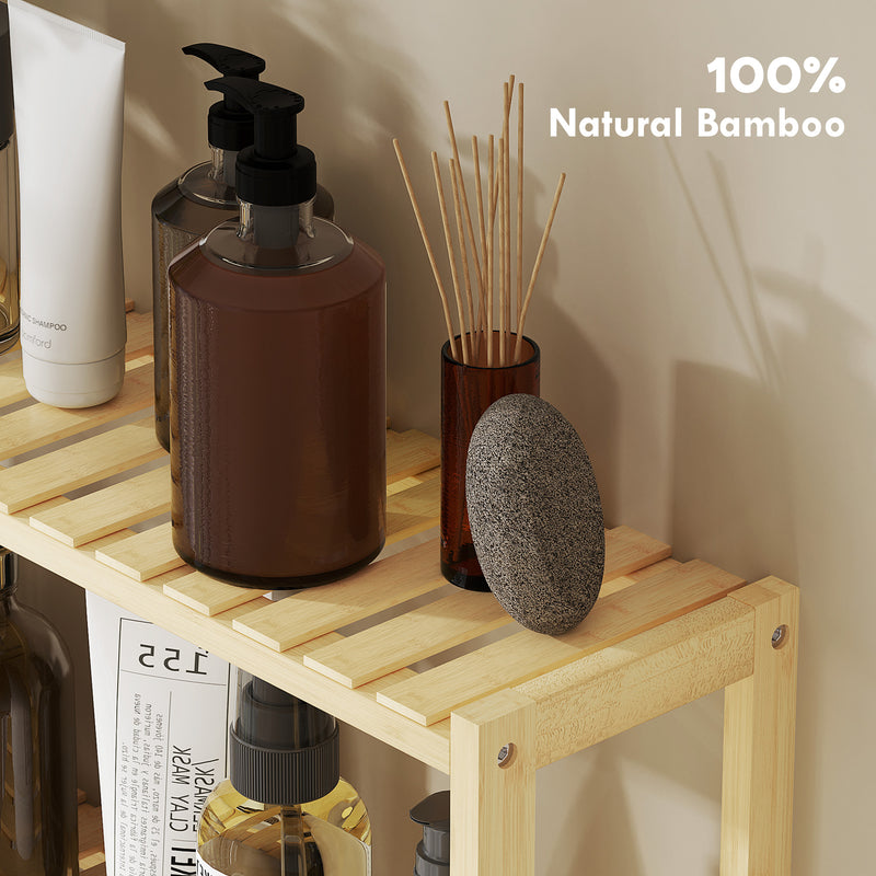 Three-tier bamboo bathroom shelf – image 7
